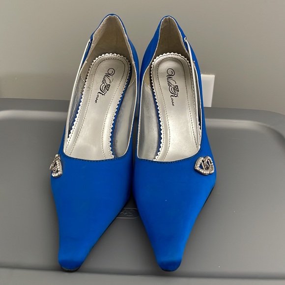 Blue and Silver Wild Rose Heels - Picture 2 of 4